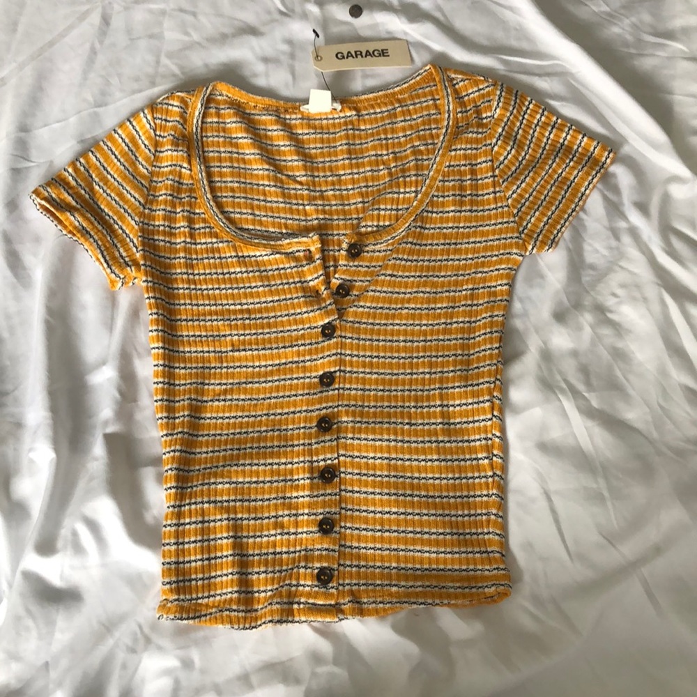 Yellow Striped Short Sleeve Shirt